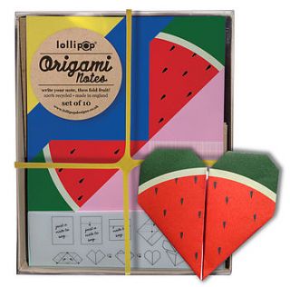 origami notepaper set  watermelon by lollipop designs