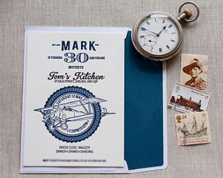 30th birthday letterpress invitation by biplane press