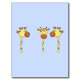 Three Giraffes Cartoon. Post Card