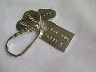silver key ring with two personalised tags by originality by lisa