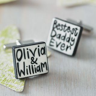 personalised 'bestest daddy ever' cufflinks by mary fellows