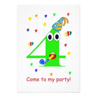 Four Year Old Birthday Invitation
