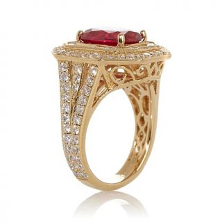 Jean Dousset 7.7ct Absolute™ Created Ruby Octagon Shape Milgrain Ring