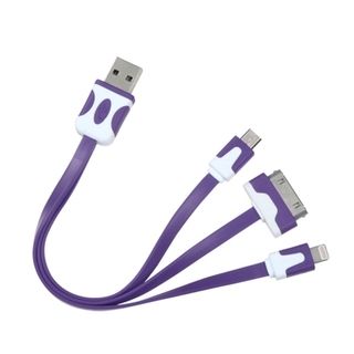 BasAcc 30Pin/ 8Pin/ Micro USB 3 in 1 Purple Universal Charging Cable BasAcc Other Cell Phone Accessories