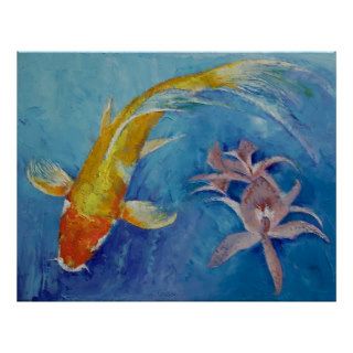 Butterfly Koi with Orchids Posters