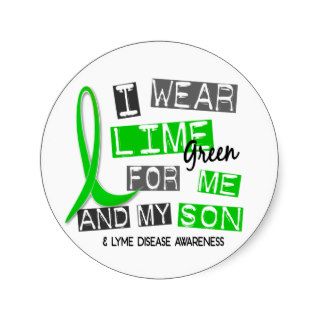 I Wear Lime Green 37 Me and My Son Lyme Disease Round Sticker