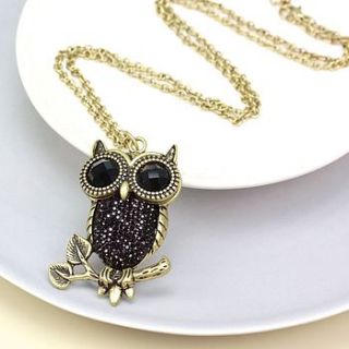 vintage gold owl necklace by lisa angel