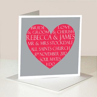 personalised heart wedding card by ciliegia designs