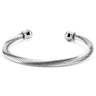 Stainless Steel Cable Wire and Knobbed End Cuff Bracelet West Coast Jewelry Stainless Steel Bracelets