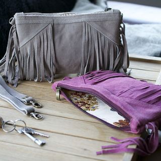 leather clutch bag with tassel by martha jackson