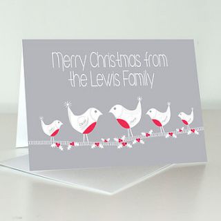 30 personalised robin family christmas cards by ciliegia designs