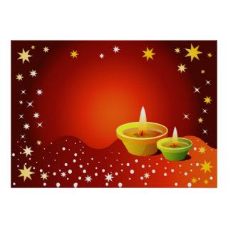 Glowing Diwali Lamps Poster