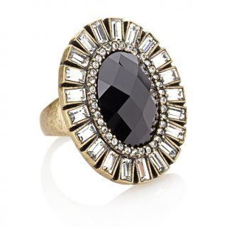 Universal Vault Black and Clear Stone Oval Ring