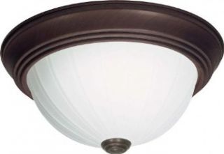 Nuvo SF76/247 13 Inch Old Bronze Flush Dome with Frosted Melon Glass   Close To Ceiling Light Fixtures  