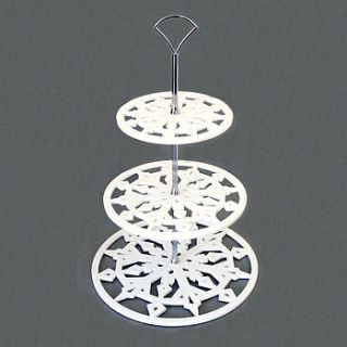 laser cut snowflake three tier cake stand by intricate home