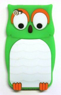 GREEN Owl Design 3D Cartoon Soft Silicone Skin Case Cover for for Apple iPhone 4S / 4G / 4 (Fits any carrier AT&T, VERIZON AND SPRINT) + Free WirelessGeeks247 Free Metallic Detachable Touch Screen STYLUS PEN with Anti Dust Plug Cell Phones & Acces