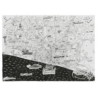brighton and hove hand drawn map print by lovely jojo's