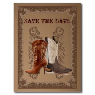 Country Cowboy Boots Western WeddingFavor Post Card
