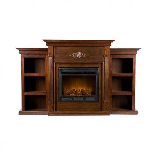 Tennyson Espresso Electric Fireplace w/ Bookcases