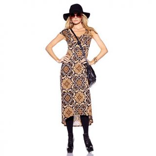 Slinky® Brand Printed Long Dress with Ruched Detail