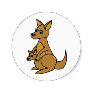 Cute Kangaroo and Joey Round Sticker
