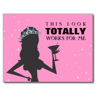 Tiara Princess with a Cocktail Funny Postcard
