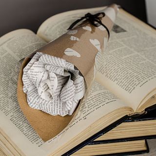wrapped literary paper rose by bookish england