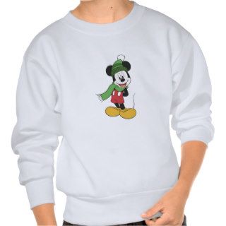 Mickey Mouse in winter clothes scarf knitted hat Pull Over Sweatshirt