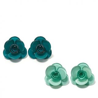 Rara Avis by Iris Apfel Resin "Flower" 2 piece Earrings Set