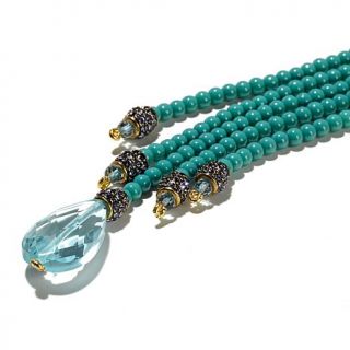 "Shirli Stunning" 3 Row Beaded Tassel Drop Necklace