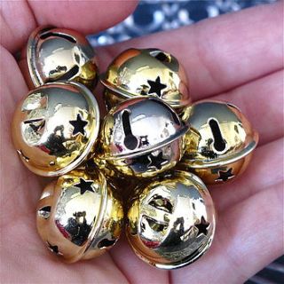 pack of five gold star christmas bells 25mm by edamay