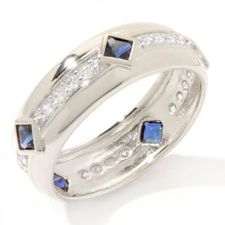 Men's Absolute™ Bezel Set Square Created Sapphire and Round Eternity Band