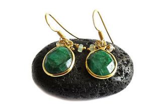 emerald and ethiopian wello opal earrings by prisha jewels