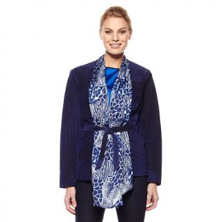 Chi by Falchi Suede Blazer with Attached Scarf