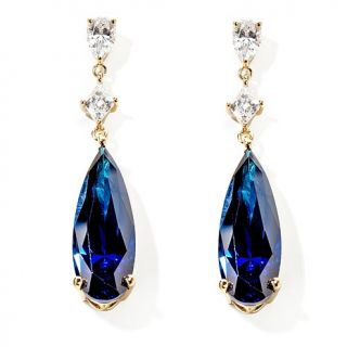 Jean Dousset Absolute and Simulated Drop Earrings   Created Sapphire