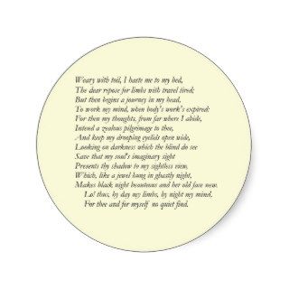 Sonnet # 27 by William Shakespeare Sticker