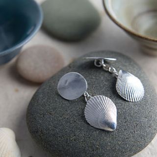 fine silver personalised scallop shell cufflinks by sally clay