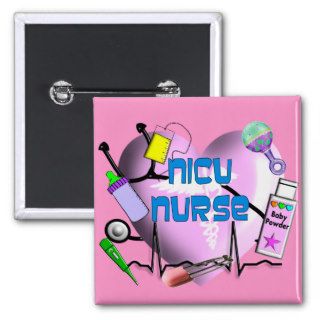 NICU Nurse Pink Heart Design Gifts Button