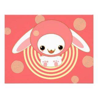 kawaii bunny pink invitation