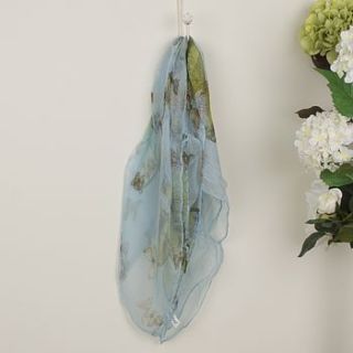 sky blue butterfly 100% silk scarf by dibor