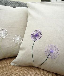 vintage linen cushion   dandelion by polkadots & blooms