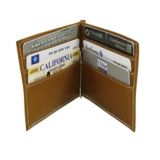 Piel Leather Small Leather Goods Bi Fold Money Clip Wallet in Saddle