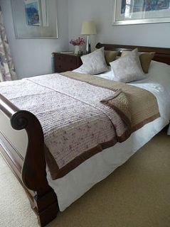 velvet taupe bordered floral bedspread by lucy j
