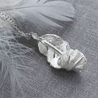 silver furl feather necklace by martha jackson