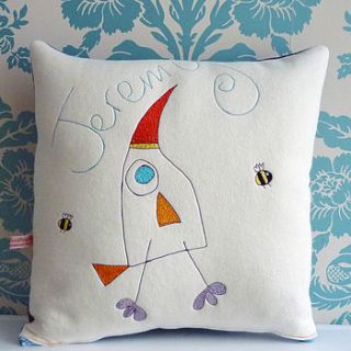 personalised bird and bee cushion by seabright designs