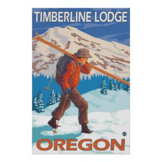 Skier Carrying Snow Skis   Timberline Lodge, OR Posters