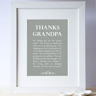 personalised 'thanks grandad' print by elephant grey