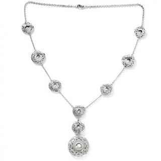 Stately Steel Filigree Disc Station 26" Y Drop Necklace