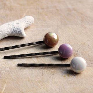 caramel latte glass bridal hair pins by newton and the apple