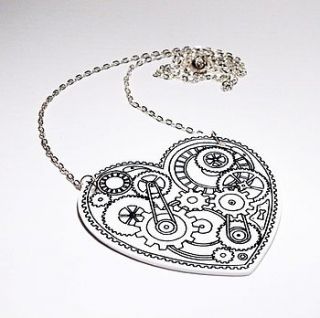plastic mechanical heart necklace by flaming imp